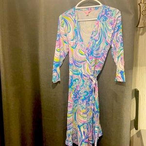Lilly Pulitzer wrap dress tied waist size L